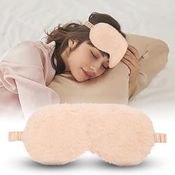 Jenna™ 100% Natural Silk and Fur Reversible Sleep Mask Cover for Insomnia, Puffy Eyes and Dark Circles (Apricot)-image-91