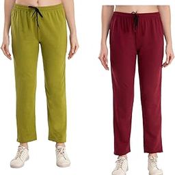 IndiWeaves Women Winter Wear Fleece Warm Solid Lower Track Pants (Maroon,mahadi,XL) Pack of 2 Relaxed-image-26