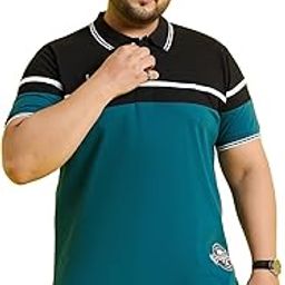 Plus Size Men's Regular Fit Colorblock Polo Tshirt-image-23