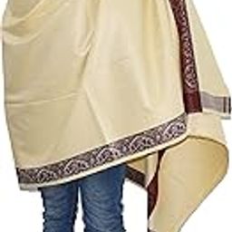Men Shawl Self Design Wool Beige-20