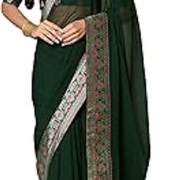 Women's Green Georgette Solid Ready To Wear one Minute Saree With Unstitched Blouse Piece (RTWVIRAT01_5D)-image-63