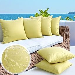 6 Pack Decorative Outdoor Waterproof Pillow Covers 18x18 Inch Garden Cushion Cover Square Throw Pillowcase for Balcony Patio Couch (Khaki, 6Pack-18x18in/45x45cm)-image-64