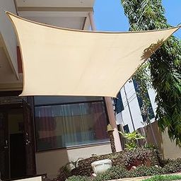 FREDDO HDPE Fabric Sun Shade Sails 90-95% Protection from Sun & UV Rays Ideal for Car Parking, Outdoor Garden, Balcony, Patio, Sand Color, 9.5 ft x 8 ft, Pack of 1 Piece-26