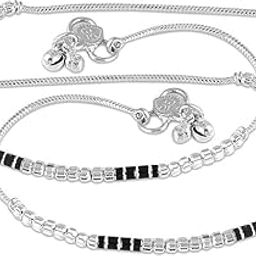 Traditional Oxidised Anklet/Payakl/Painjan for Women Stylish Fancy Indian Payal Jewellery with Plating Attached Ghungroo Barefoot Jewelry for Women & Girls-image-23