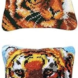 CLUB BOLLYWOOD The Style Sutra 2 Set Tiger Latch Hook Kits for DIY Pillow Cover Sofa Cushion Cover 43x43cm |Crafts | Needlecrafts & Yarn | Rug Making | Latch Hooking-picture-17