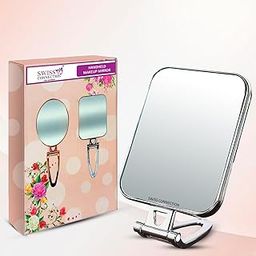 Swiss Connection Handheld Makeup Mirror – Stylish Rectangular Mirror with Foldable Stand for Makeup, Skincare & Grooming – Compact & Lightweight Design for Home or Travel-54