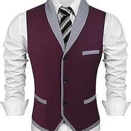 Men's V-Neck Sleeveless Slim Fit Vest,Jacket Business Suit Dress Vest,Wine Red,Large-picture-50