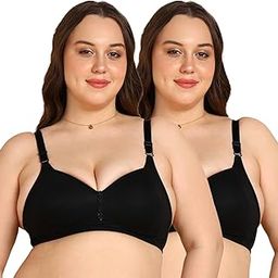 Lightly Padded Everyday Minimiser Bra | Full Coverage | Wire-Free Support | Adjustable Straps | Hook & Eye Closure | Plus Size Fit (Pack of 2)-1
