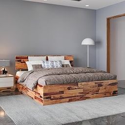 Wakefit Bed | King (78 X 72) Sheesham Wood Bed with Storage, 3 Year Warranty | - Andromeda - Natural-image-65