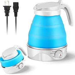 Portable Electric Travel Kettle, 600ml Collapsible Silicone Kettle with Temperature Adjustment Function for Camping, Hotels and Travel (BLUE)-7
