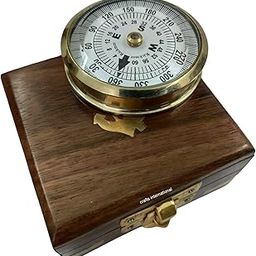 generic Brass Shiny Compass | Portable Antique Marine Navigation Tool with Wooden Box | Ideal Gift for Sailors, Explorers, Adventurers and Nautical Collectors (3 Inch)-picture-38
