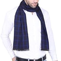 Men Reversible Checked Black and Navy Muffler-image-91