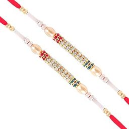Rakhsha bandhan Rakhi for Brothers and Bhabhi| Religious Designer Rakhi with Roli Chawal Pack | Gold Plated Designer Rakhis for Brother | Red Colour Simple Design Unique Rakhdi Set of 3-image-85