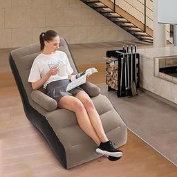 Inflatable Lazy Sofa Chair with Household air Pump, PVC Convenient Foldable Recliner BedFoldable Lounge Chair with Armrests for Living Room, Bedroom, Office,Travel, Camping-image-81