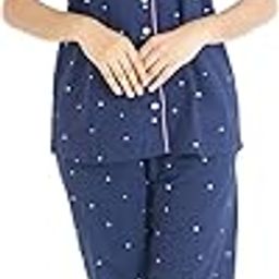 Women's Cotton Printed Nightsuit | Pajama Set | Star Child Sage Loungewear Set-image-36