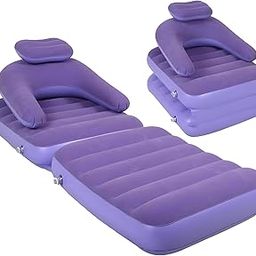 Oblivion 2-in-1 Portable Inflatable Air Lounger & Mattress | Free Air Pump for Easy Setup | Compact Design Air bed | Pillow Shaped Headrest Air Sofa | Waterproof & Anti-Leak for Beach, Camping. (1set)-image-105