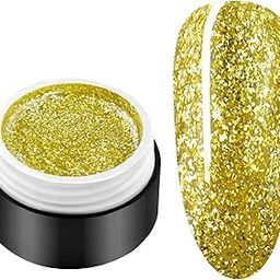BELLE GAGA 5ml UV Color Gel with Glitter Shiny Platinum, UV/LED Compatible Glitter Soak Off UV Nail Gel DIY Nail Manicure for Women Girls Brush not Included (B28, 5ml)-image-40
