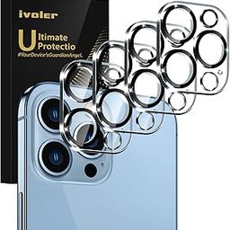 [4 Pack] iVoler Camera Lens Protector Compatible with iPhone Pro Max 13 6.7”/13 Pro 6.1” Tempered Glass,[Case Friendly][New version][Scratch-Resistant][Easy Installation] -Black Circle-31