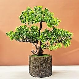 Artificial Plants Pot Fake Bonsai Pine Trees Plants Greenery Japanese Pine Bonsai Tree Desktop Display Simulation,Office,Living Room (TrayPot, Height : 30CM)-picture-27