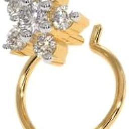 Gold CZ Diamond Multi Stone Nose Pin with Tail for Pierced Nose-image-95