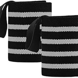 Gym Wristband Support, Black and Grey Striped Pattern, 2-Pack-image-34