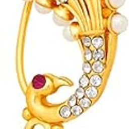 Maharashtrian jewellery traditional nath nose ring Without Piercing Marathi Nose Pin For Women And Girls NSP147FSWH-image-90