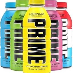 PRIME Energy Drink, Mixed Flavours Blue Raspberry, Lemon Lime, Strawberry Watermelon, Ice Pop, Lemonade Each 500ml, Pack of 5-5