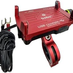 BOBO BM2 Aluminium Waterproof Bike/Motorcycle/Scooter Mobile Phone Holder Mount with 2.5A USB Charger, Ideal for Maps and GPS Navigation (Red)-30