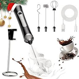 KEDAZM Milk Frother Handheld Milk Frother with 3 Whisks Stainless Steel Whisks Powerful Electric Blender with 3 Adjustable Speeds for Latte, Cappuccino, Frappe, Matcha, Hot Chocolate, Coffee Cream-image-8
