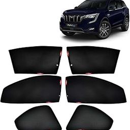 KINGSWAY® XUV 700 Car Sun Shade Z-Black Non Magnetic Fix Type Curtains for 2021 Onwards Model, Compatible with Mahindra XUV 700 Side Window Car Sunshade, Only Half Cut in Front Window, Black, 6 Piece-picture-16
