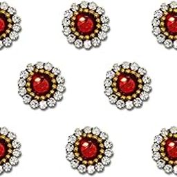 Comet Busters Round Red Stone Bindi With Silver Stone Border (8mm) (BIN2001)-4