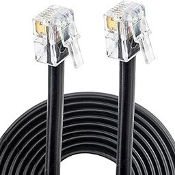10 Meter Telephone Cord Plug rj11 telephone cable Male to Male Router and Modem to Line Cable,1 line Black,(Pack of 1).-16