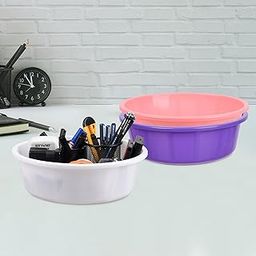 Homestic Pack of 3 Desk Organizer | Stationery Organizer | Multipurpose Organizer | Office Supplies for Pen-Pencil-Staplers | Desktop Organizer | 6 LTR | Purple & Light Pink & White-image-3