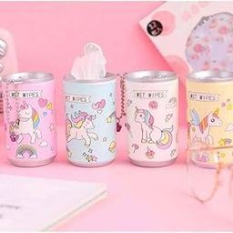 NEEYATI Unicorn Tin Mini Wet Wipes, Portable Travel Pack for Face and Body, 60 Pieces, Pack of 2, Random Colours-7