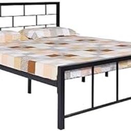 Laxmi KAPAT Metal Bed Without Storage with Headboard | Sturdy Metal Bed Powder Coated Frame Without Mattress (6 Feet x 5 Feet, Queen Size, Black Color)-image-68