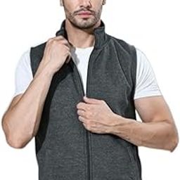 Men Solid Fleece Warm Zipper Sleeveless Standard Length Jacket for Winters (Pack of 1) Silver, XL-image-94
