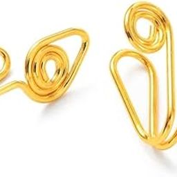Gold Plated Spiral Design Non Piercing Clip-On Nose Ring Clip For Women And Girls (NR0219) 2Pcs-image-20