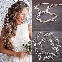 Handmade Pearl Bridal Hair Band For Wedding, Bridal Crown Rhinestone Headpiece for Girls and Women, Pack of 1 - Multicolour-picture-45