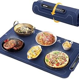 LOOKMINT Foldable Food Warming Mat - Fast Heating Silicone Electric Warming Tray Raised Feet Protects Table, Roll Up Buffet Hot Plates Heat Pad, Portable Food Warmer for Parties Home Travel-image-83