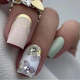 Premium Designer 24pcs Stick-on Nails set, with Easy Glue Tab application, Nails are Reusable & Unbreakable (W1377)-image-99