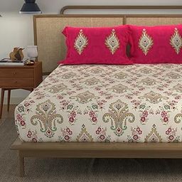 Urban Space - Divine Collection 100% Cotton Double Bedsheet with 2 Pillow Covers, Bedsheet - 90 inch x 100 inch, Motif Red-image-40