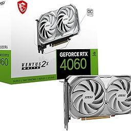 MSI Geforce RTX 4060 Ventus 2X White 8G Oc -8Gb Gddr6 128-Bit Hdmi, Dp, Torx Fan 4.0, Ada Lovelace Architecture Graphics Card -Pci_E_X16, Gddr6-5
