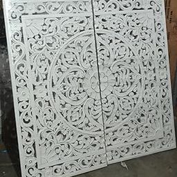 Royal Traders Wall Panel for Home Decoration| Wooden Wall Decorative Frame, Wall Decor Wooden Frame for Living Room, (Antique White, 4 X 4 Feet) in 2 part-picture-26