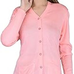 Women's Woolen V-Neck Cardigan - Daffodil Fabric, Thin, Warm, Pure Wool, Free Size, Cotty, Winter Wear (Pink, XL)-image-84
