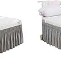 HASTHIP® Grey Pleated Bed Skirt for Single Bed 75x39 Inches 15 Inch Drop Polyester Cotton Minimalist Ruffled Dust Wrinkle Free Easy Install Bedroom Decor Essential 2PCS-image-30