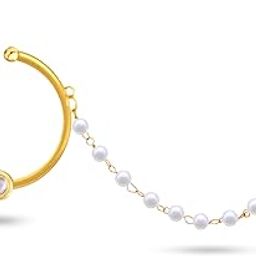 Vighnaharta CZ stone and chain with Pearls moti Nath Nathiya./ Nose Pin for women[VFJ1270NTH-PRESS)-image-57