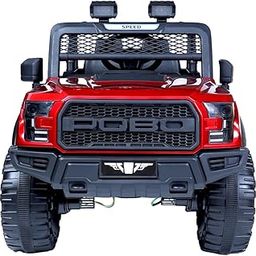 URBANTOTS Jeep Ride-On Car, All-in-One Design, Remote & App Control Kids Vehicle, LED Headlights, RGB Lights on Windshield, Music Modes, Realistic Jeep Style (POBO) Red-image-53