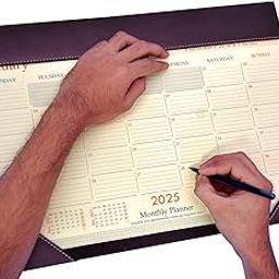 GIFTONVY 2025 Monthly Wooden Table Planner 12 Months Runs from Jan to December Yearly Desk Pad Calendar Planning Daily Schedule for Office-image-31