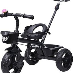 Maanit Baby Kids Paddle Tricycle with Back Tokri (Black) (Parental Handle)-image-67