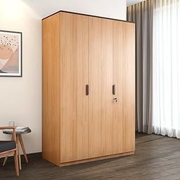 Nilkamal Milford Neo 3 Door Wardrobe Without Mirror | Engineered Wood Almirah | 1 Year Warranty | Urban Teak-image-44